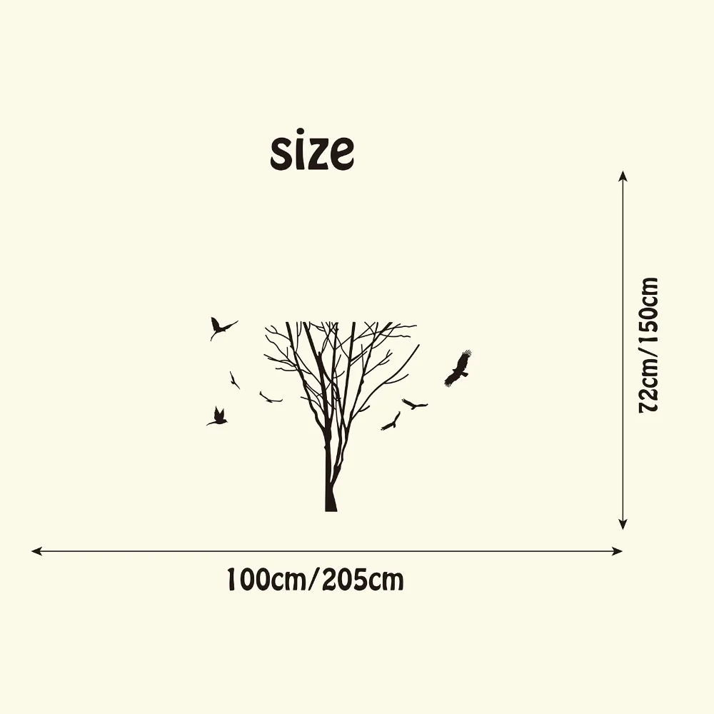Large Tree Branch Trunk Birds Wall Decal Bedroom Kids Room Forest Nature Tree Trunk Branch Plant Animal Wall Sticker Vinyl Art (2)