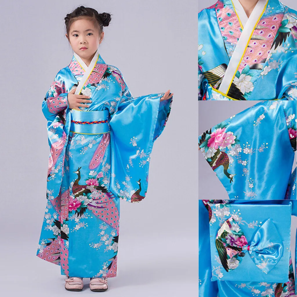 Girl Dress Toddler Kid Baby Girls Outfits Clothes Kimono Robe Japanese Traditional Costume Girls Stage performance Clothing M50 - Цвет: SB