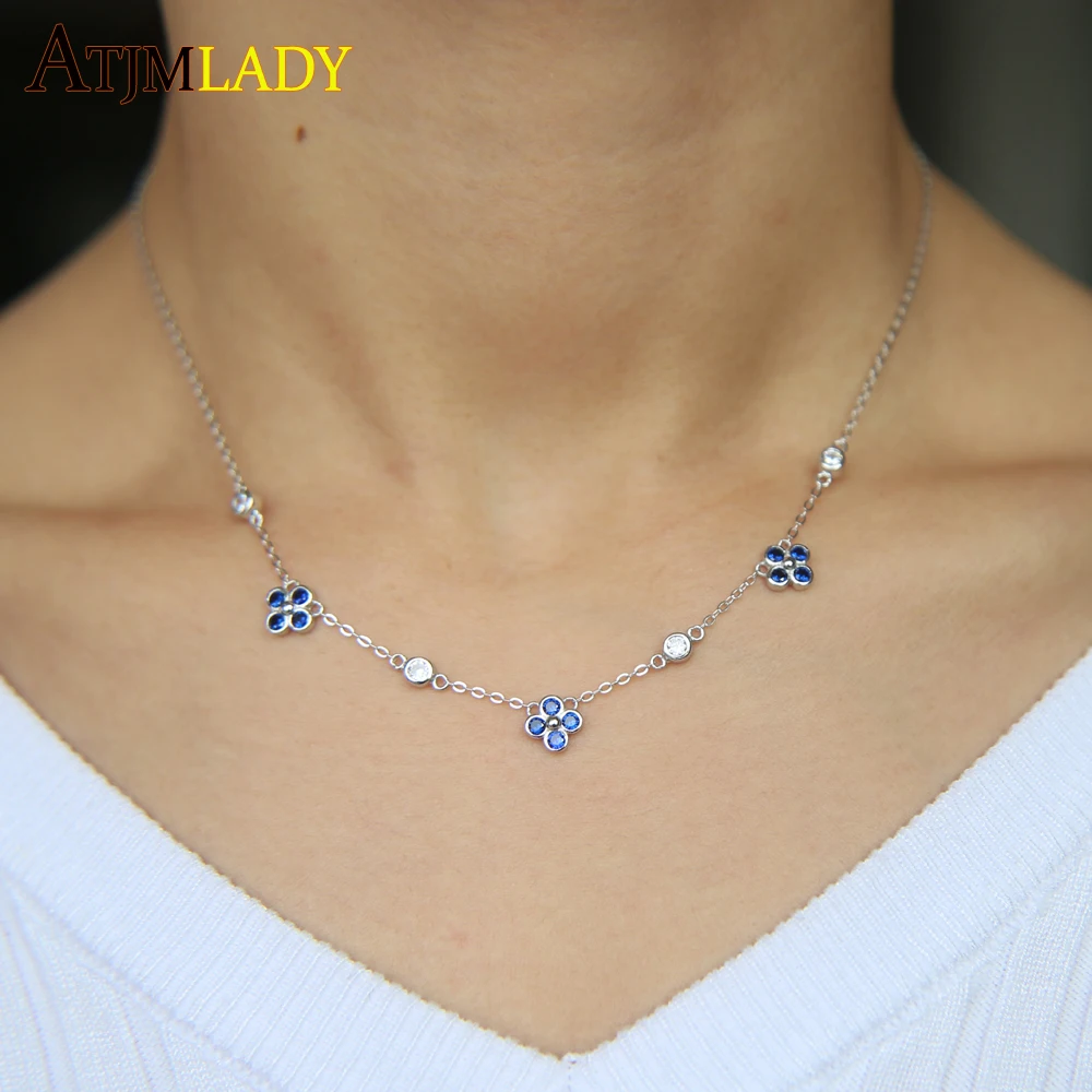 

2019 Choker Collares Kolye Yong Girl Gift 925 Sterling Bezel Cz Four Leaf Floewscharm Link Chain Minimal Thin Bridal Necklace