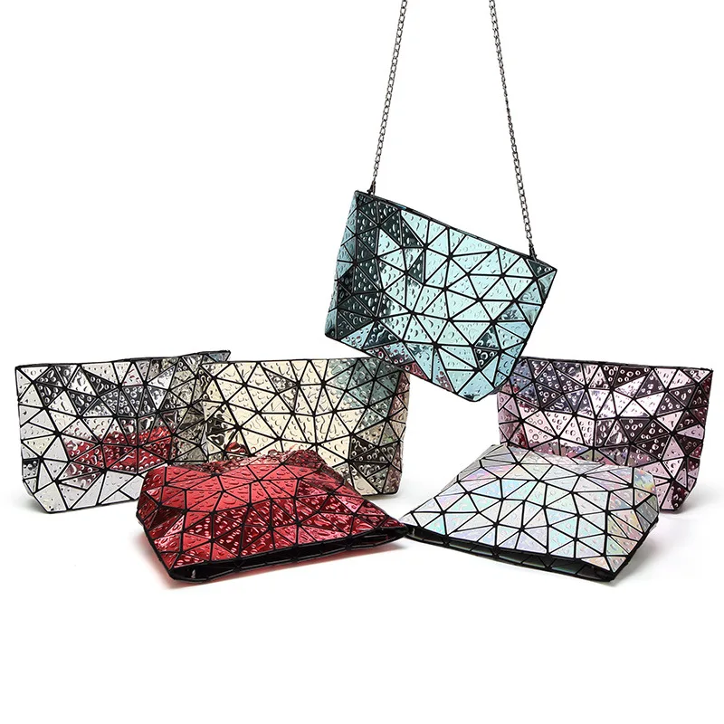 

2018 New Japan 3D Small Women Messenger Bags Chain Geometric Mirror Laser Lady's Shoulder Crossbody Bag bao Female Clutch Sac