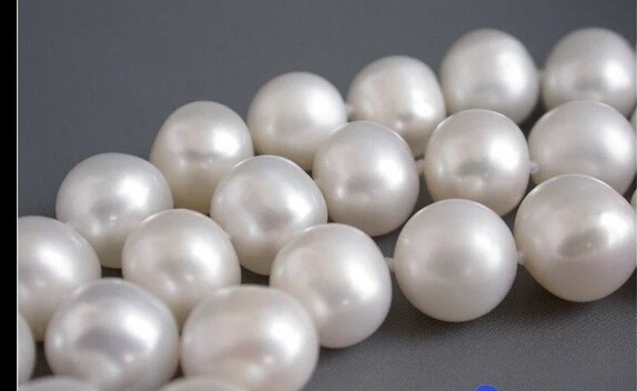 

FREE SHIPPINGNAUTRAL 3row 10mm ROUND WHITE FRESHWATER PEARL NECKLACE (A0501)