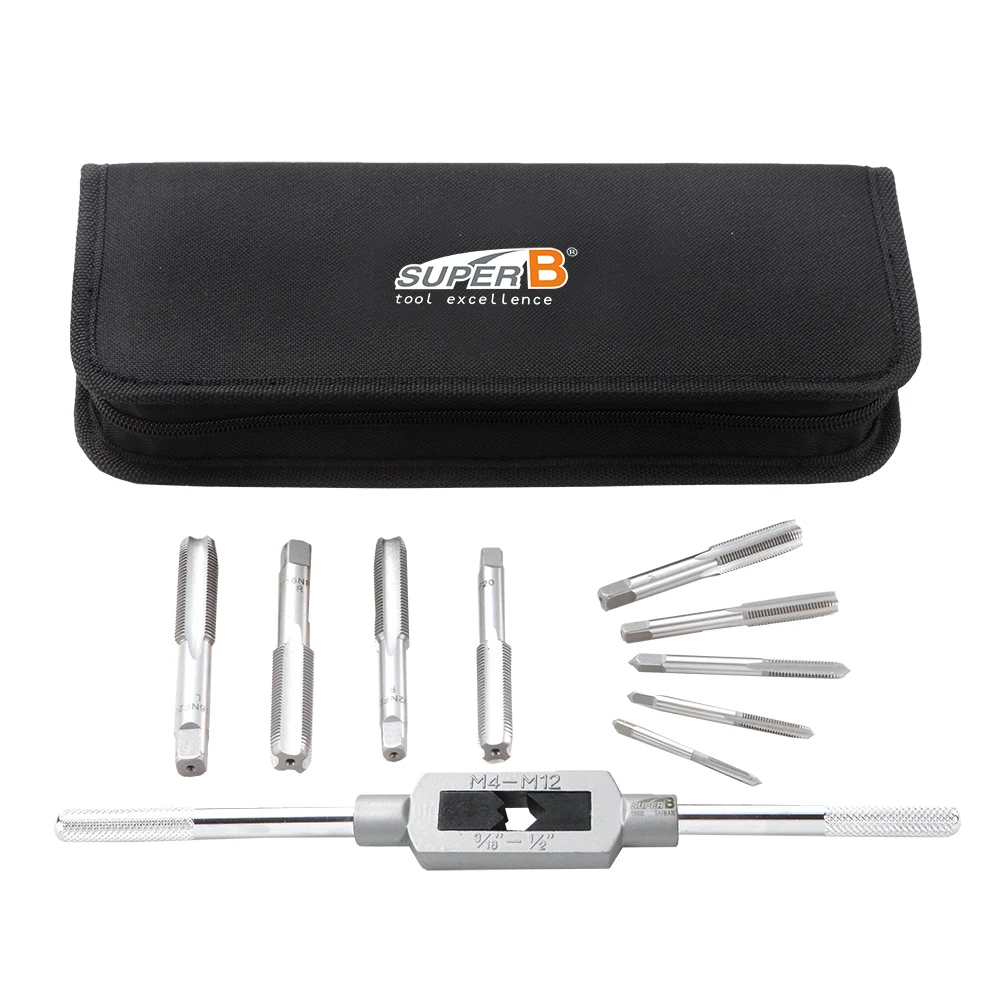 

Super B TB-19000 Bike Tools Tap set with a tap handle with top quality precision frame taps and pedal tap with a taps handle