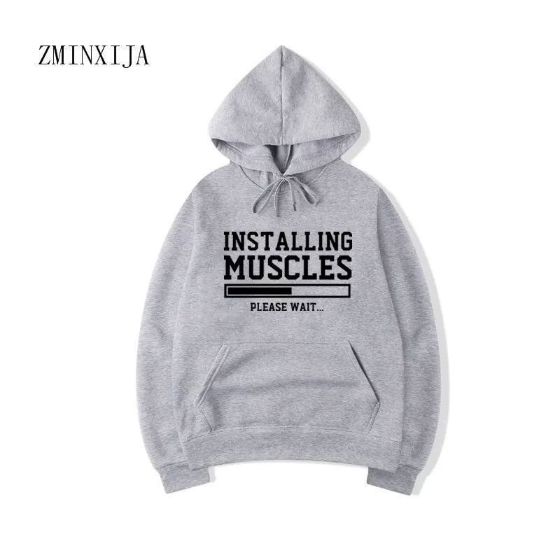 New Installation Muscle Funny Print Mens Hoodie Boost BRO Exercise