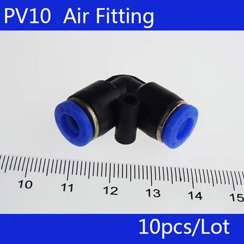 

High quality 10Pcs PV10 Right Angle 10mm to 10mm Push In Quick Fittings Connectors