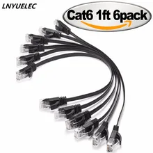6PacK Flat Internet Network Cable Cat6 Computer Cable short Cat6 Ethernet Patch Lan Cable With Snagless Rj45 Connectors 1 Feet