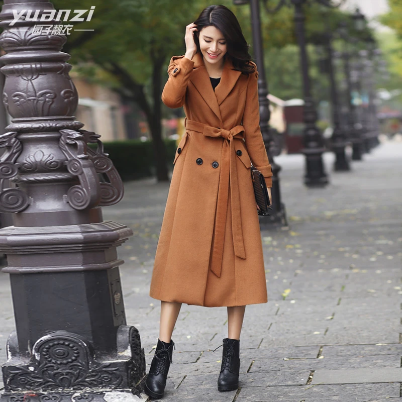 2018 abrigo de mujeres moda abrigo de lana caliente largo femenino diseño delgado de lana de abrigo marrón Cachemira abrigo manteau|manteau fashion|brown coatcashmere coat - AliExpress