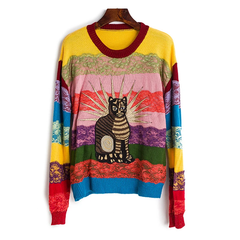 

liva girl Brand 2018 Women Fashion Long Sleeve Comfortable Casual knitted Sweater With Lace Ladies Pullovers