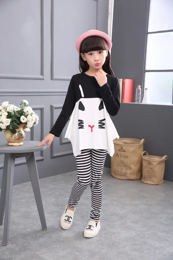 Yeedison Cartoon Children Clothing Set Cute Girls Clothes Sets 2018 Kids Long Sleeve T-shirt Striped Pants 2Pcs Girl Outfit Suit (6)