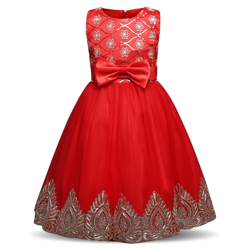 Red Baby Girls Dresses Princess Children's Clothing Wedding Party Girls