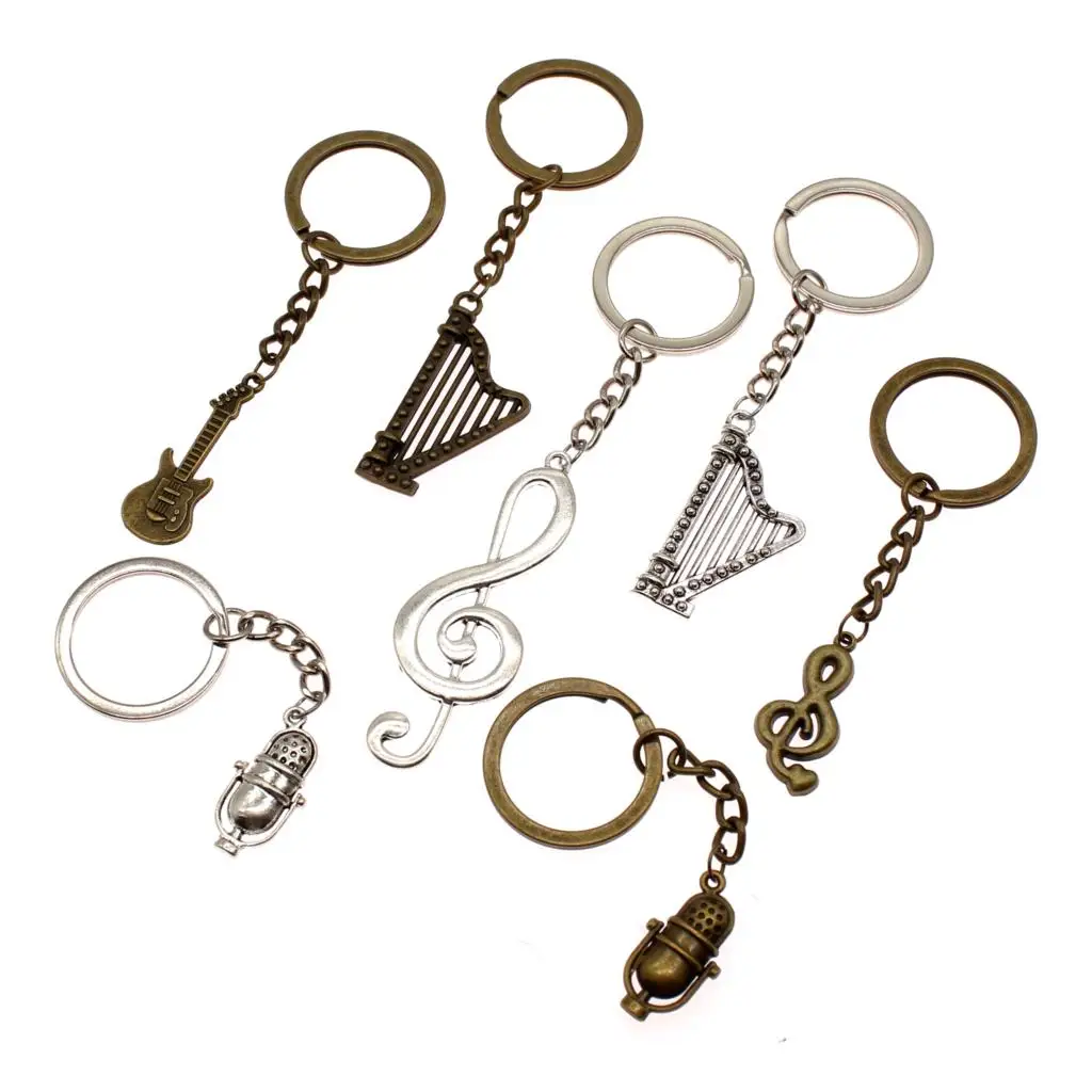 

Retro Guitar Keychain Accessory Keys Musical Instrument Funny Car keychain DIY Women Jewelry Key Chains For Girls