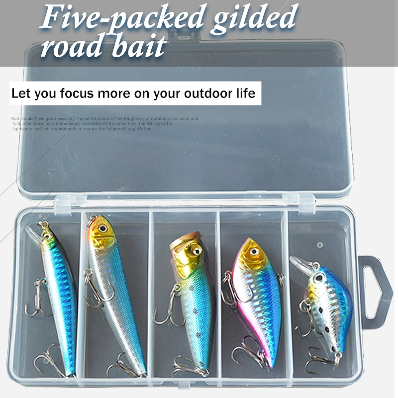 

FUXIN 5pc 8g-12g Fishing Lure Kit Minnow floating Lure Isca Crankbait Bait Pesca Jig Fishing Hook Set With Fishing Tackle Box