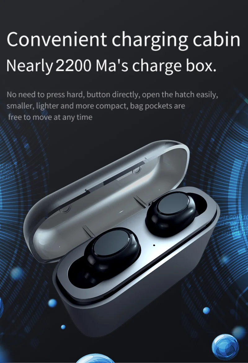 TOMKAS TWS Airpods Wireless Earbuds True 5D Stereo Bluetooth Earphones Mini TWS Earphones Waterproof Handsfree with 2200mAh Power Bank (3)