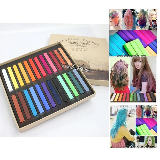 24 colors diy fast non toxic temporary hair chalk dye soft pastel
