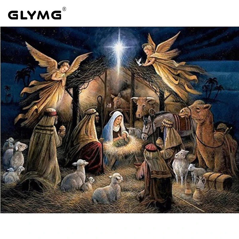 GLymg Diy Diamond Embroidery Angel Jesus Christian Diamond Painting Cross Stitch Full Square Christmas Decorations For Home