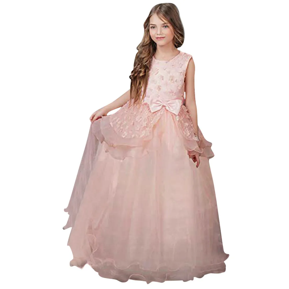 ARLONEET летнее платье для девочек; кружевное платье принцессы без рукавов; Вечерние платья из тюля для девочек-подростков; элегантная одежда для детей; Детские платья