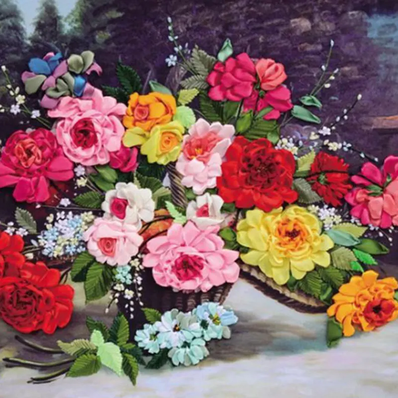 65X55cm DIY 3d Набор для вышивки крестиком рукоделие незаконченная вышивка лентой