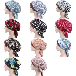Новый для женщин бантом цветок и фрукты повязки на голову с печатью химиотерапия эластичная чалма головы кепки
