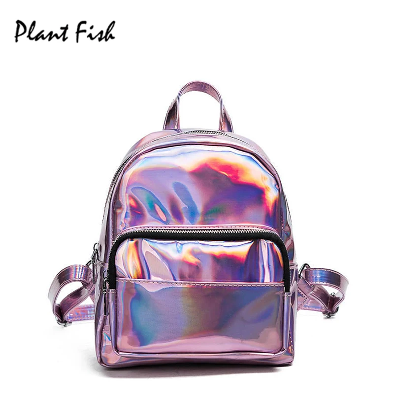 

Mini Size Women Backpacks Laser Lighting PU Leather Shoulders Bag Casual Fashion School Bag Girls 2017