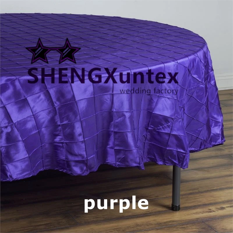 72" Round Purple Color Taffeta Pintuck Table Cloth Free Shippingin