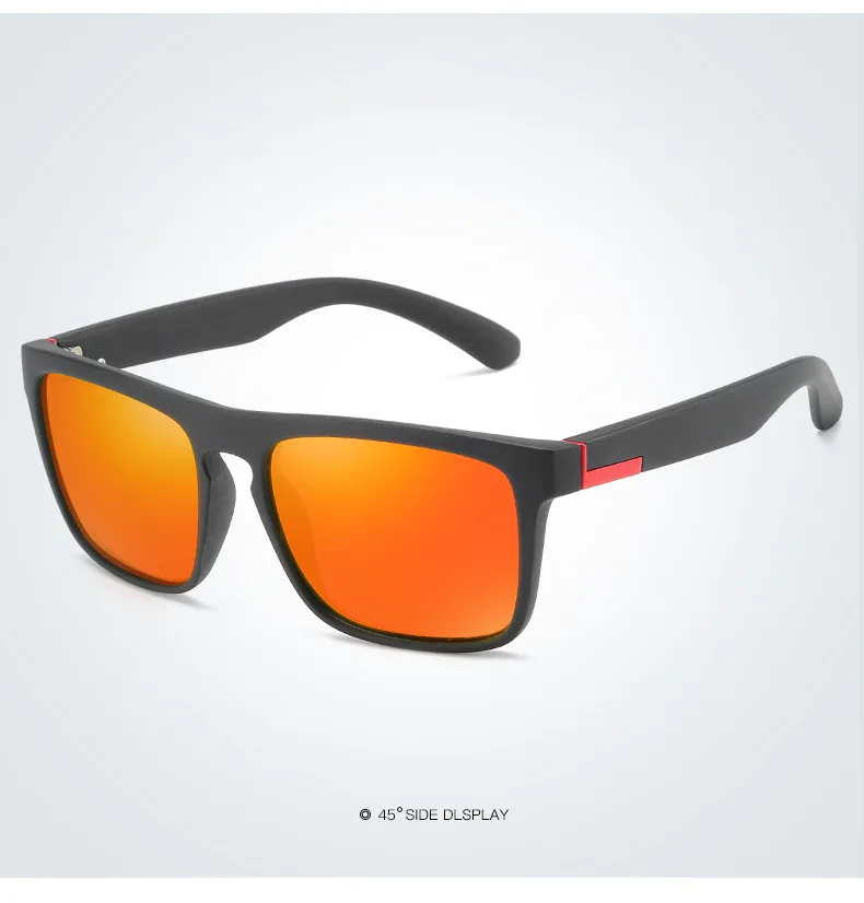 Винтажная, брендовая, дизайнерская Мужская квадратная поляризационные солнцезащитные очки для мужчин и женщин, спортивные очки для вождения, зеркальные солнцезащитные очки для мужчин - Цвет линз: Black Red