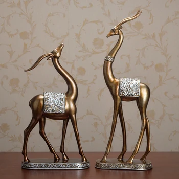 

retro home decor Europe style resin statue animal deer feng shui sculpture creative wedding gifts hotel decoration high quality