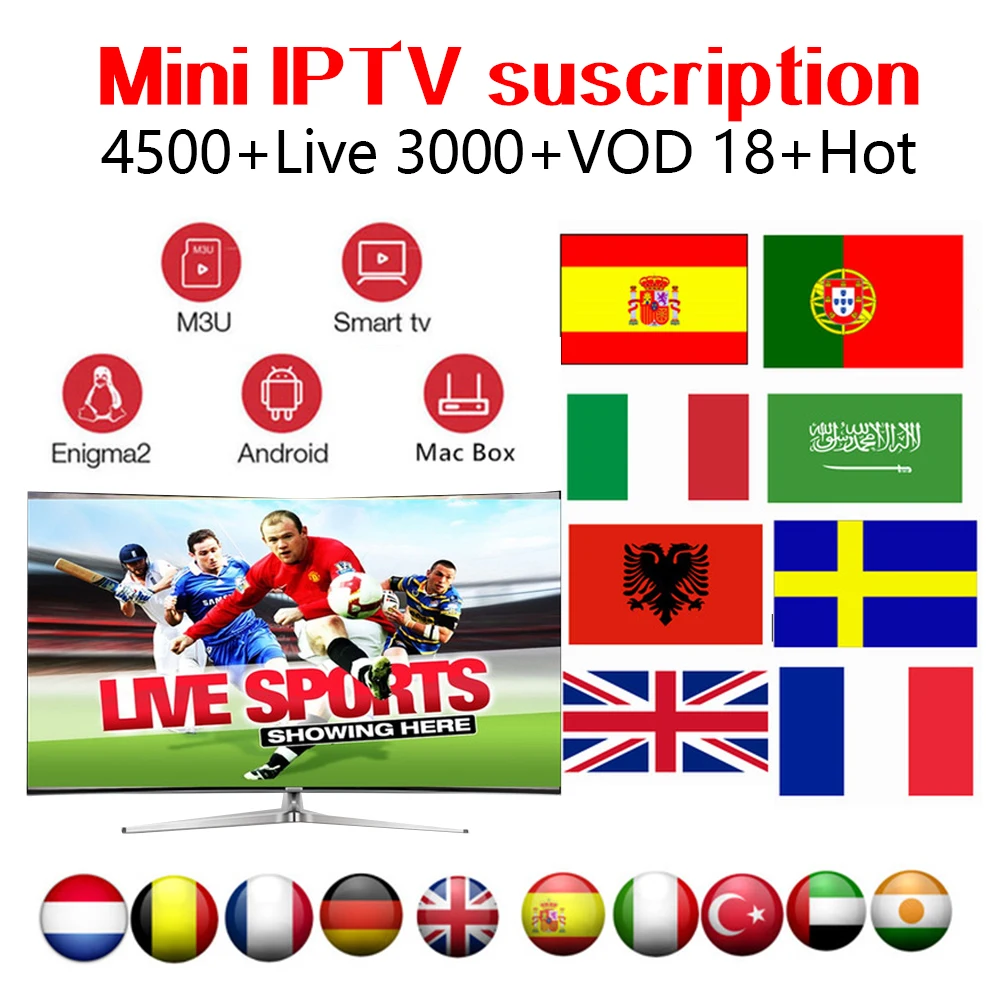 

IPTV M3u Subscription Iptv Italy UK German French Spanish Arabic Premium For Android TV Box H96 X96 G3 V9 Super V8 NOVA IPTV BOX