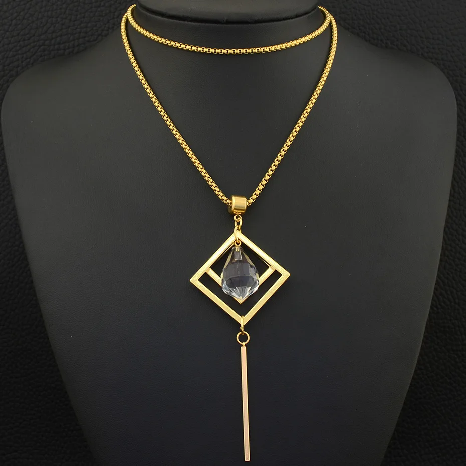 

Fashion Stainless Steel Jewelry For Woman and Girl 650mm Long Charm Sweater Chain Necklace Long Pendant NEILBOBF