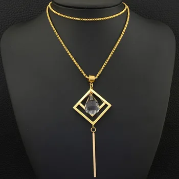 

Fashion Stainless Steel Jewelry For Woman and Girl 650mm Long Charm Sweater Chain Necklace Long Pendant NEILBOBF