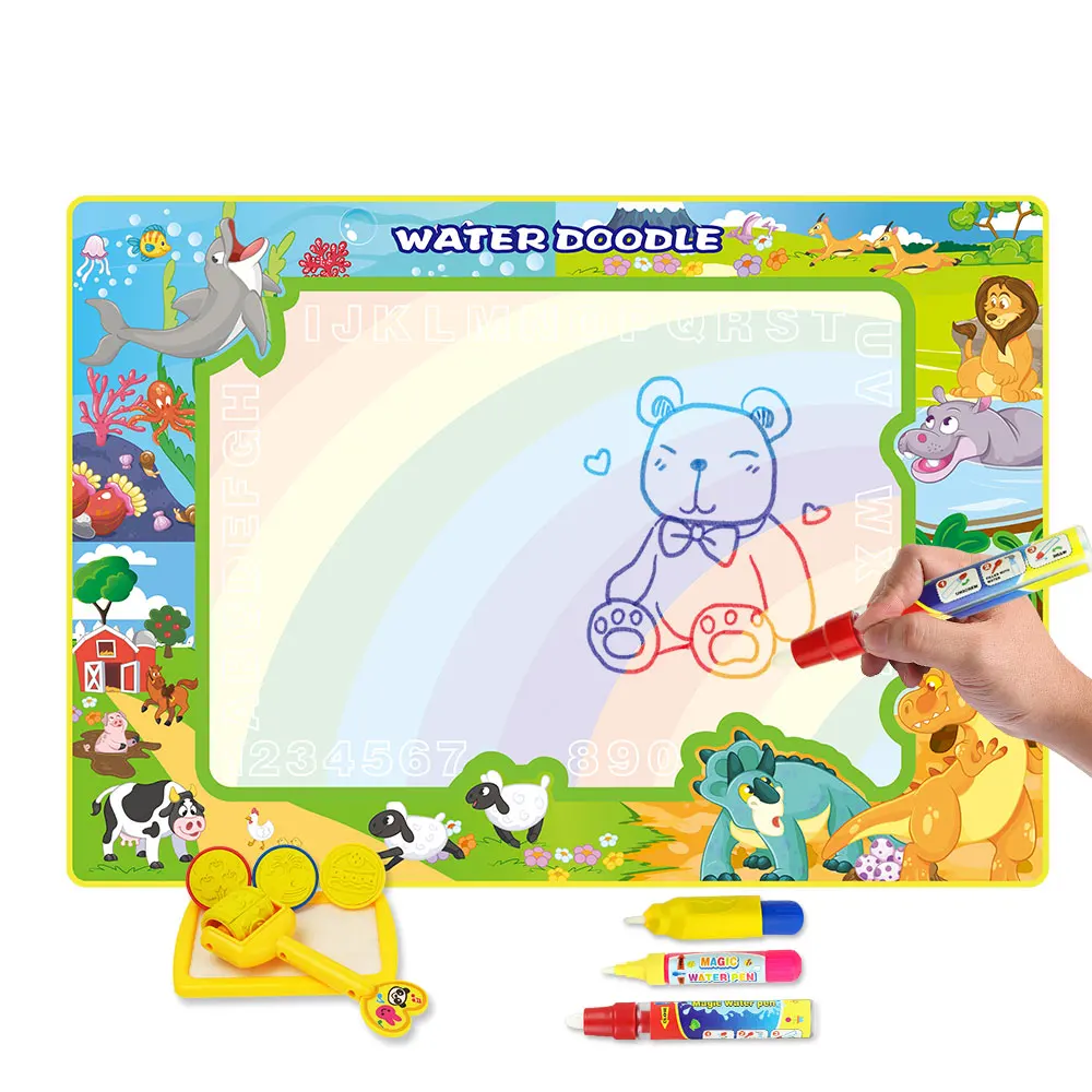 

70X99cm 2019 New Arrival Water Drawing Mat With 3 pens &1 Stamp Set Doodle Mats Coloring Carpets Painting Board Toys For Kids