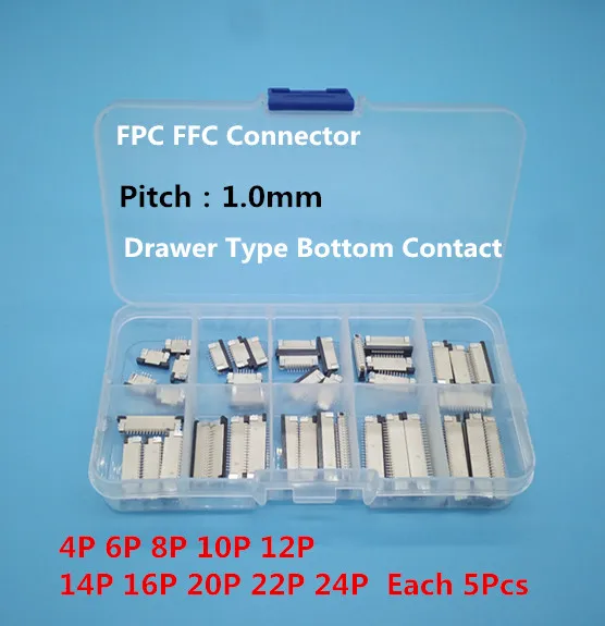 Коннектор FFC FPC 1 0 мм 50 шт. 4/6/8/10/12/14/16/18/20/22 контакты нижние плоские кабельные