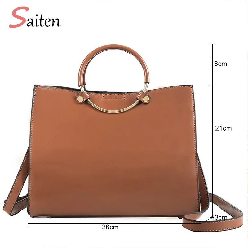 

Women Metal Handle Bag Ladies Shoulder Bags PU Leather Luxury Women Round Handle Handbags Casual Messenger Bag Totes for Women