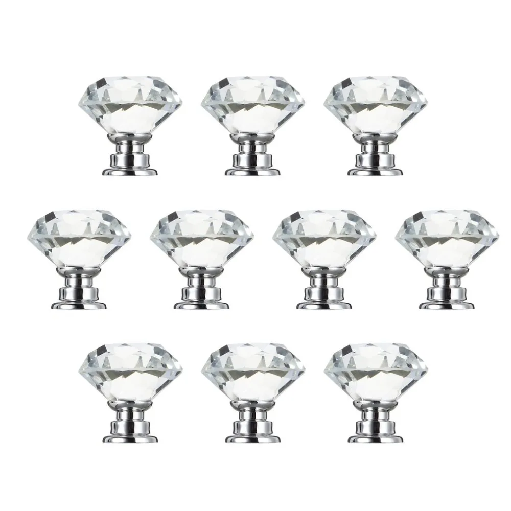 10 Pcs 30mm Diamond Shape Crystal Glass Door Handle Knob for furniture Drawer Cabinet Kitchen Pull Handles Knobs Handle Wardrobe 10 Pcs 30mm Diamond Shape Crystal Glass Door Handle Knob for furniture Drawer Cabinet Kitchen Pull Handles Knobs Handle Wardrobe