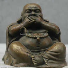 Китайский Народная Культура Handmade Старый Латунь Бронзовая Статуя Скульптура Будды Майтреи