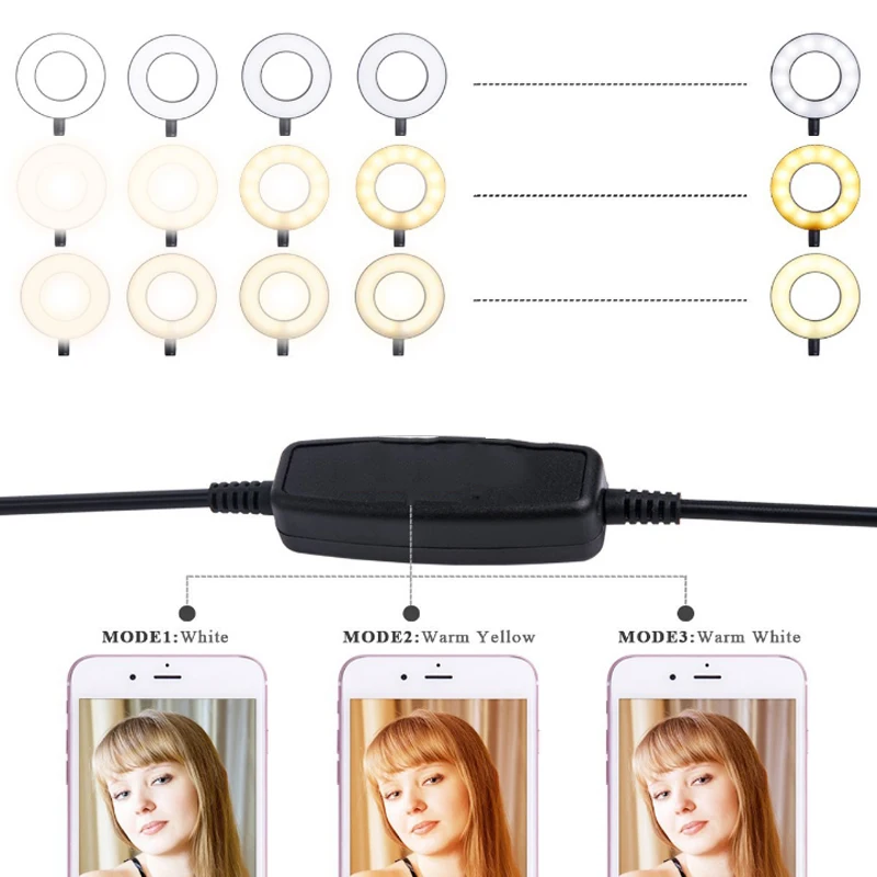 

Nordic LED Lamp Cell Phone Holder Clamp Bracket For Live Broadcast Selfie White/Black