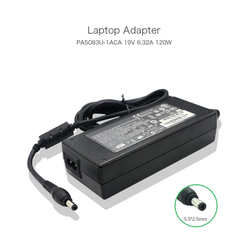 

Original 120W 19V 6.32A 5.5*2.5mm Laptop AC adapter for Toshiba Satellite A65-S1063 A75-S1255 PA5083U-1ACA PA-1121-81