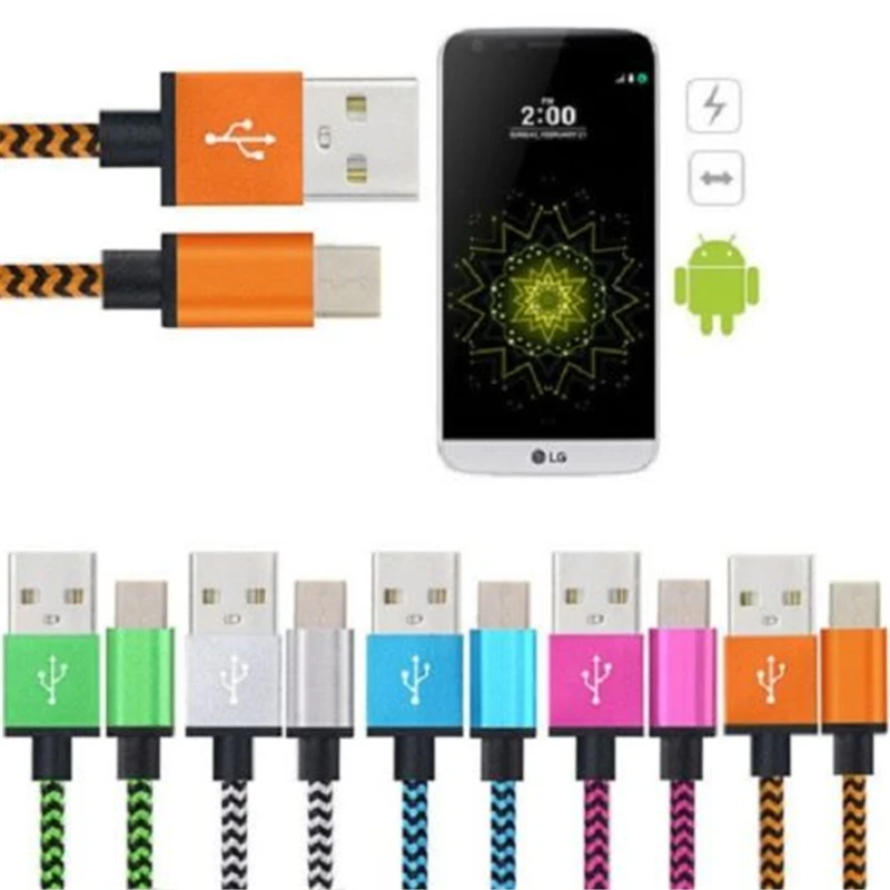 200pcs 20cm Android Charging Cord Metal Adapter Micro USB Cable Nylon Braided Wire Quick Charge Cables for Samsung HTC | Мобильные