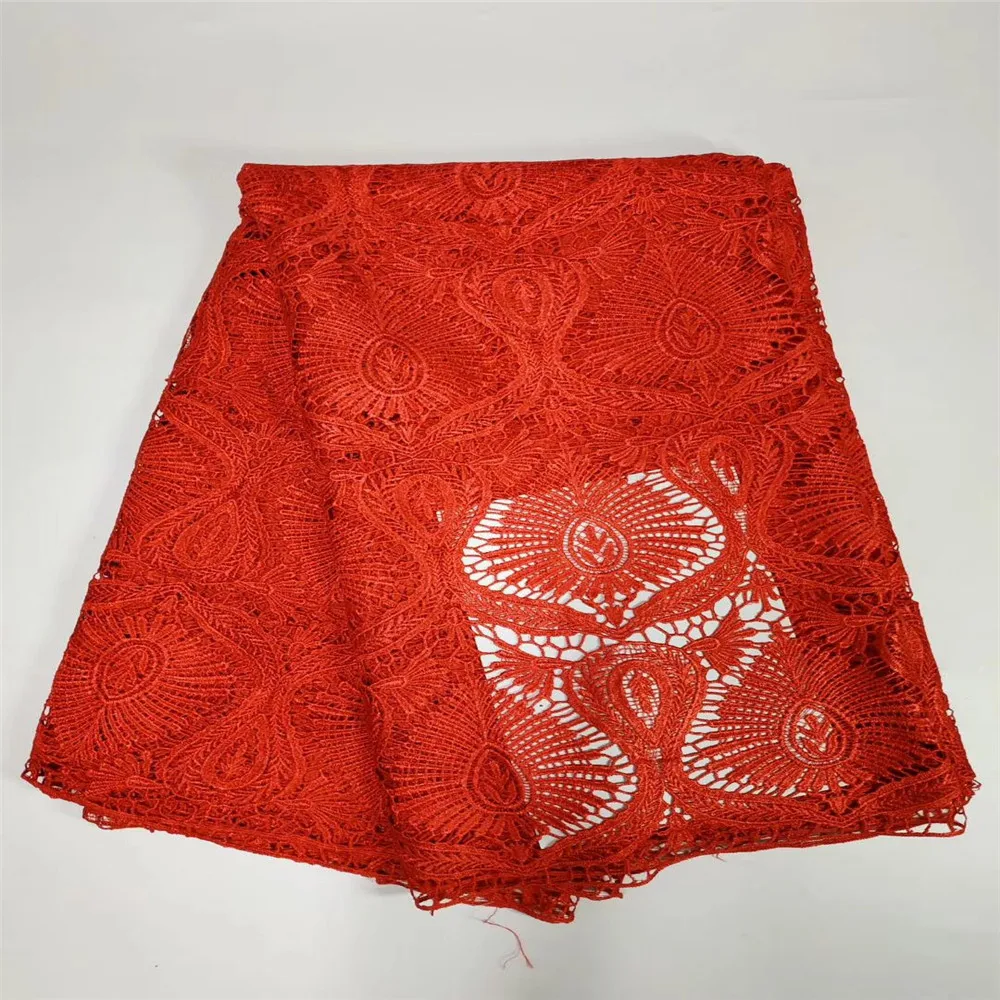 

Free Shipping!! Red Color African Guipure Cord Lace Fabirc / Cupion Lace / Chemical Lace for Party Dress 5Yards/pcs HJ86-2