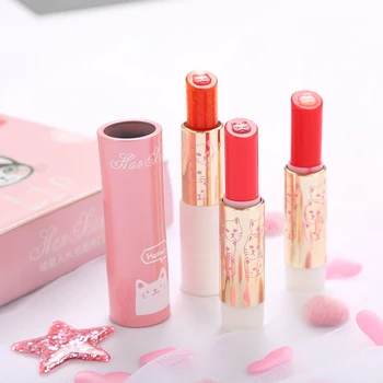 

Hot Sale Cute Cat Shaped Creative Lipstick Waterproof Moisture Long existing Moisturizing Smooth Lipstick With Two Replacement
