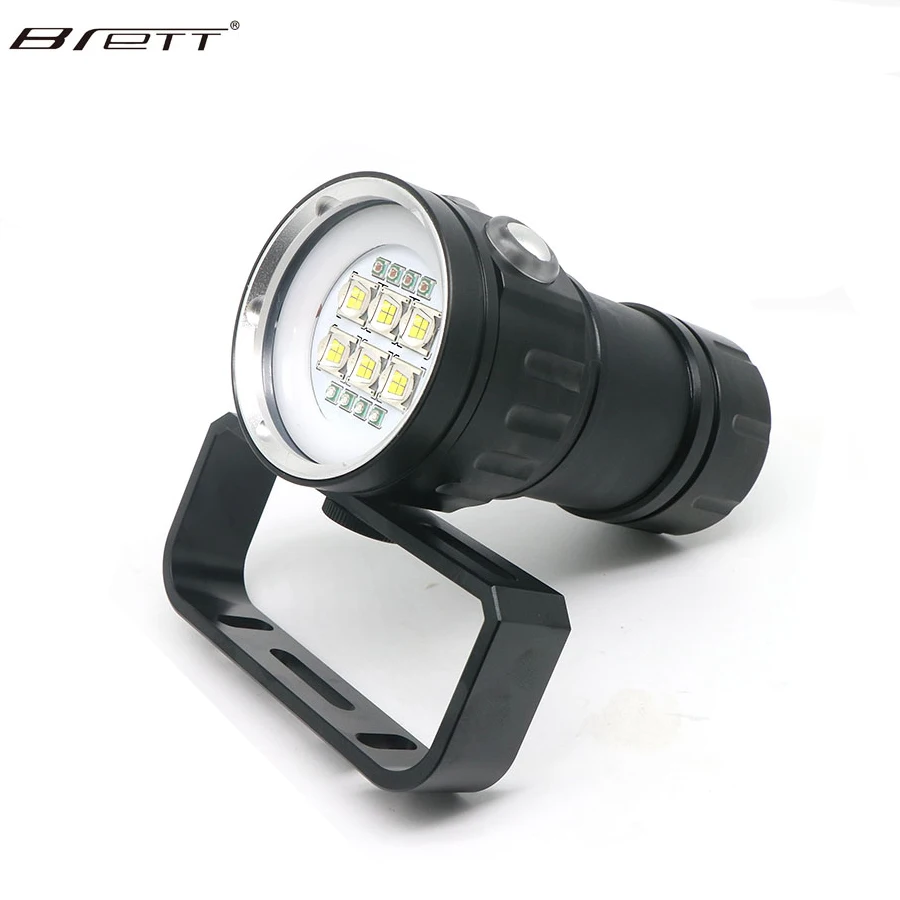 Beste Nieuwe LED Zaklamp Duiken Onderwater 80 m 6 * XHP70 L2 Fotografie Video Tactische Zaklamp Blauw + Witte LED linternaTorch