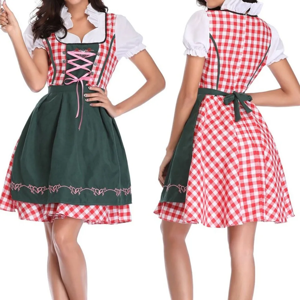 New Woman Dresses Germany Oktoberfest Carnival Fancy Costumes Beer Girl Cosplay Uniform Bavarian Dirndl Dress Vestidos AA5