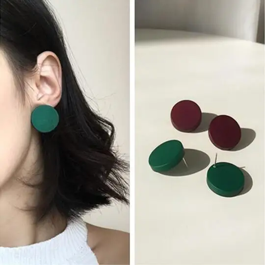 

ey291 New Listing Fashion Acrylic Resin Geometric Round shape Vintage Feminine Simple Earrings Jewelry 1 pair