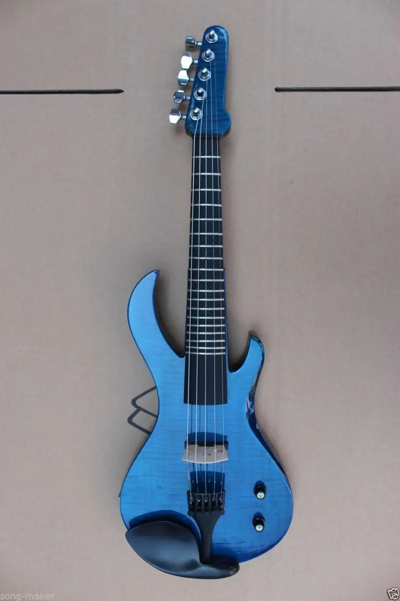 New 4/4 Electric Violin Guitar Shape Rose color Big Jack Fretboard 5