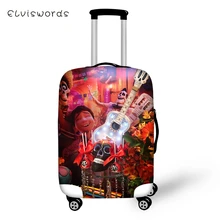 ELVISWORDS Protective Suitcase Cover COCO Music Skull Pattern Elastic Dust-proof Luggage Cover Waterproof Luggage Accessories skull pattern luggage bag tag fluorescence green