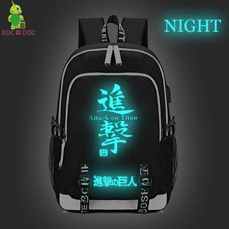 

Attack on Titan Multifunction Backpack Women Men USB Charging Laptop Backpack luminous School Bags for Teenagers Travel Rucksack