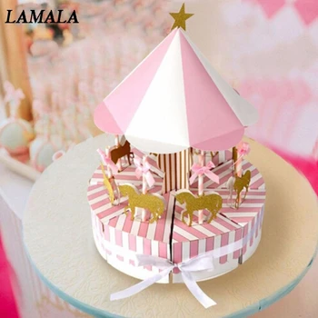 

Paper Carousel Gift Box Wedding Favors Souvenirs For Guests Party Baby Shower Cake Kids Decoration