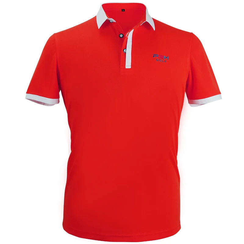 Новейшая Одежда Для Гольфа Мужская рубашка поло с коротким рукавом летняя дышащая спортивная рубашка для бега(красная) одежда - Цвет: Красный