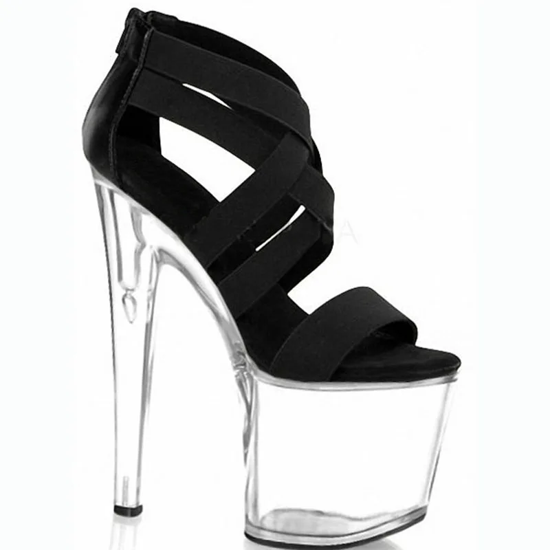 LAIJIANJINXIA/Новая Элегантная женская обувь свадебные туфли с украшением в виде кристаллов пикантные босоножки на высоком каблуке 20 см прозрачная пикантная Клубная обувь