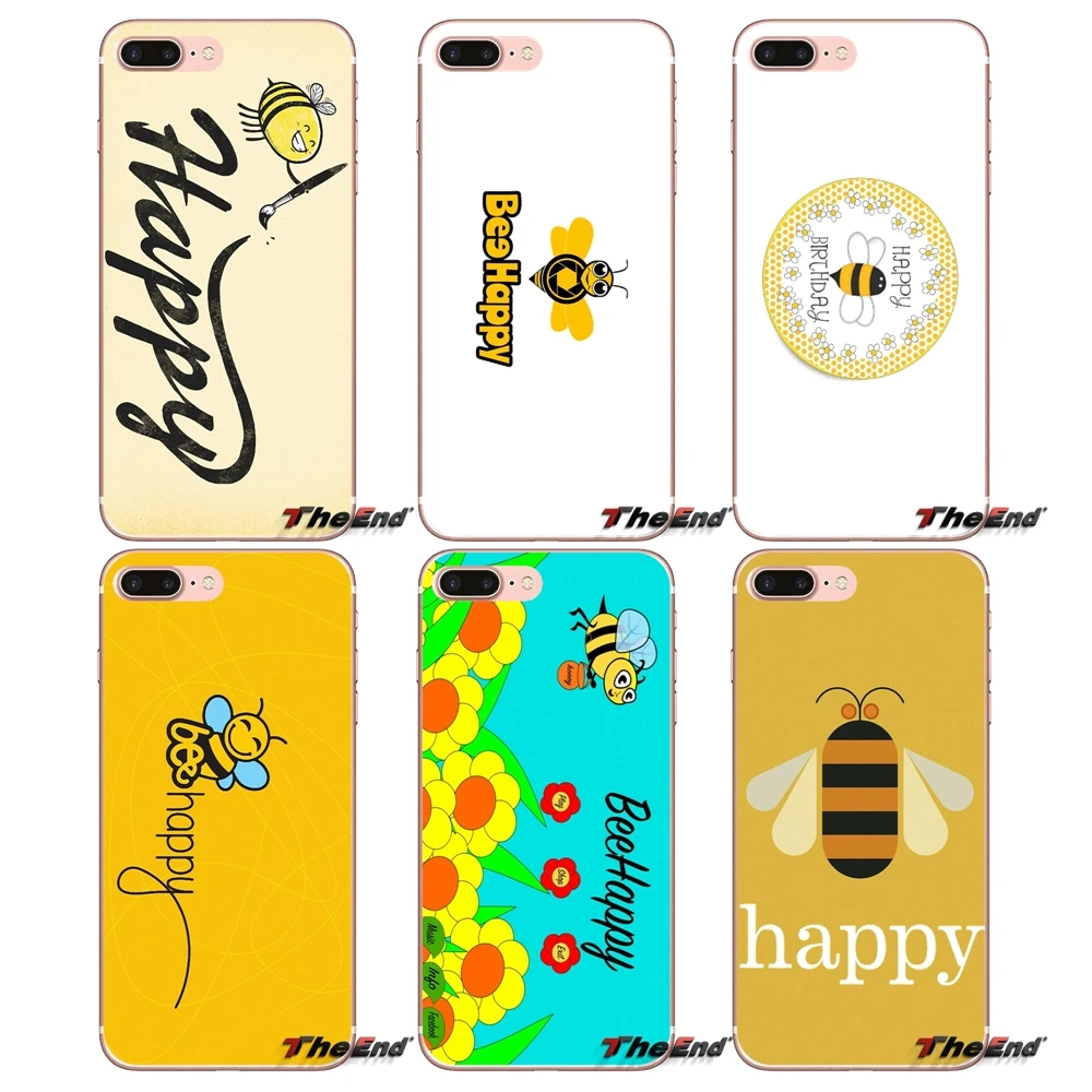 For Samsung Galaxy S3 S4 S5 MINI S6 S7 edge S8 Plus Note 2 3 4 5 Grand Core Prime Cartoon Little Yellow Bee Happy Soft Case | Мобильные