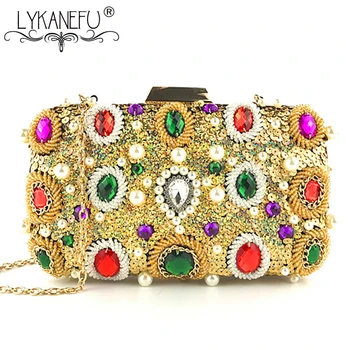 

LYKANEFU Luxury Diamonds Banquet Party Evening Bag Box Women Bag Chain Ladies Purse Day Clutches Bride Wedding Hand Bag