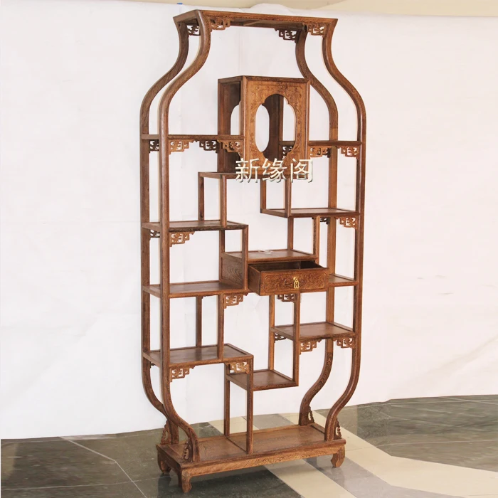 The new edge mahogany furniture wenge Court Shelf Aquarius Chinese antique wood antique curio shelf